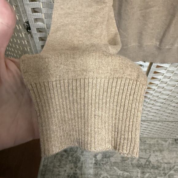 J.Crew HARBOR COTTON Zip Mock Neck Sweater Men’s L Tan Wool Blend Pullover NEW - Picture 4 of 8